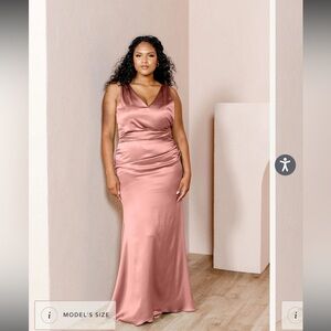 Revelry Dawson Satin Dress in color Desert Rose size 16 bridesmaid dress